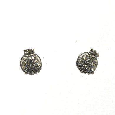 Sterling Silver Marcasite Lady Beetle Stud Earrings
