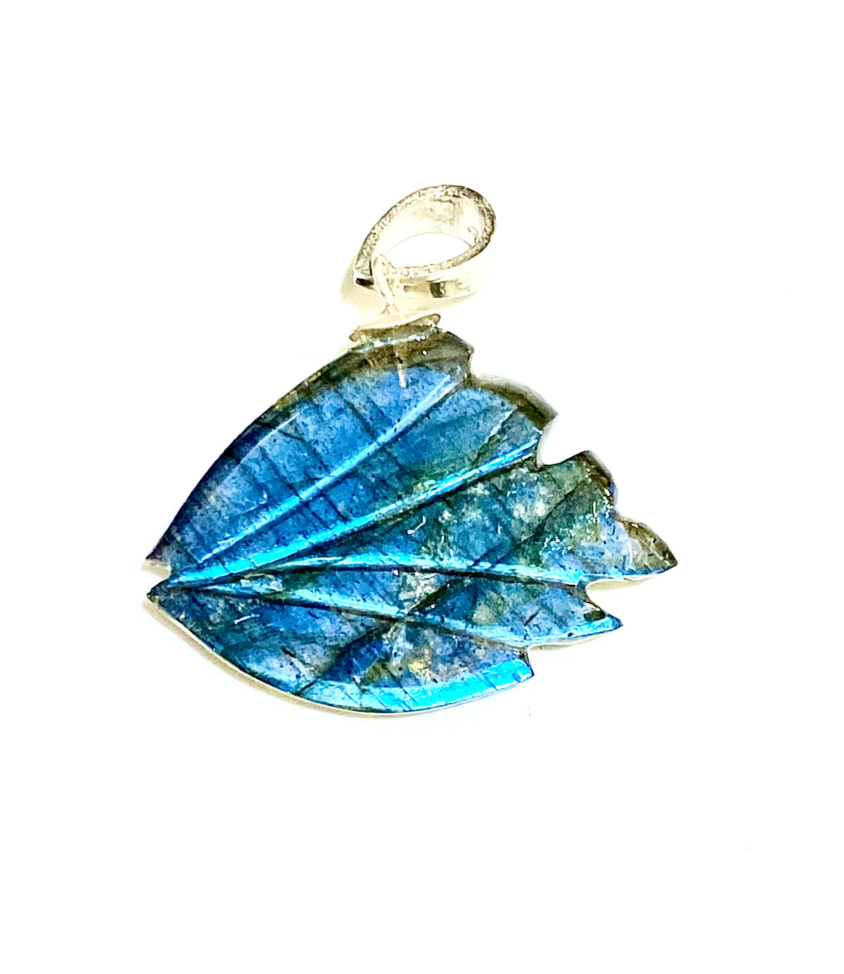 Hand-carved Labradorite Fish Pendant