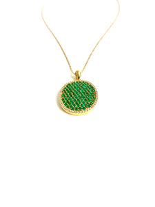 14ct Gold Emerald and Diamond Necklace