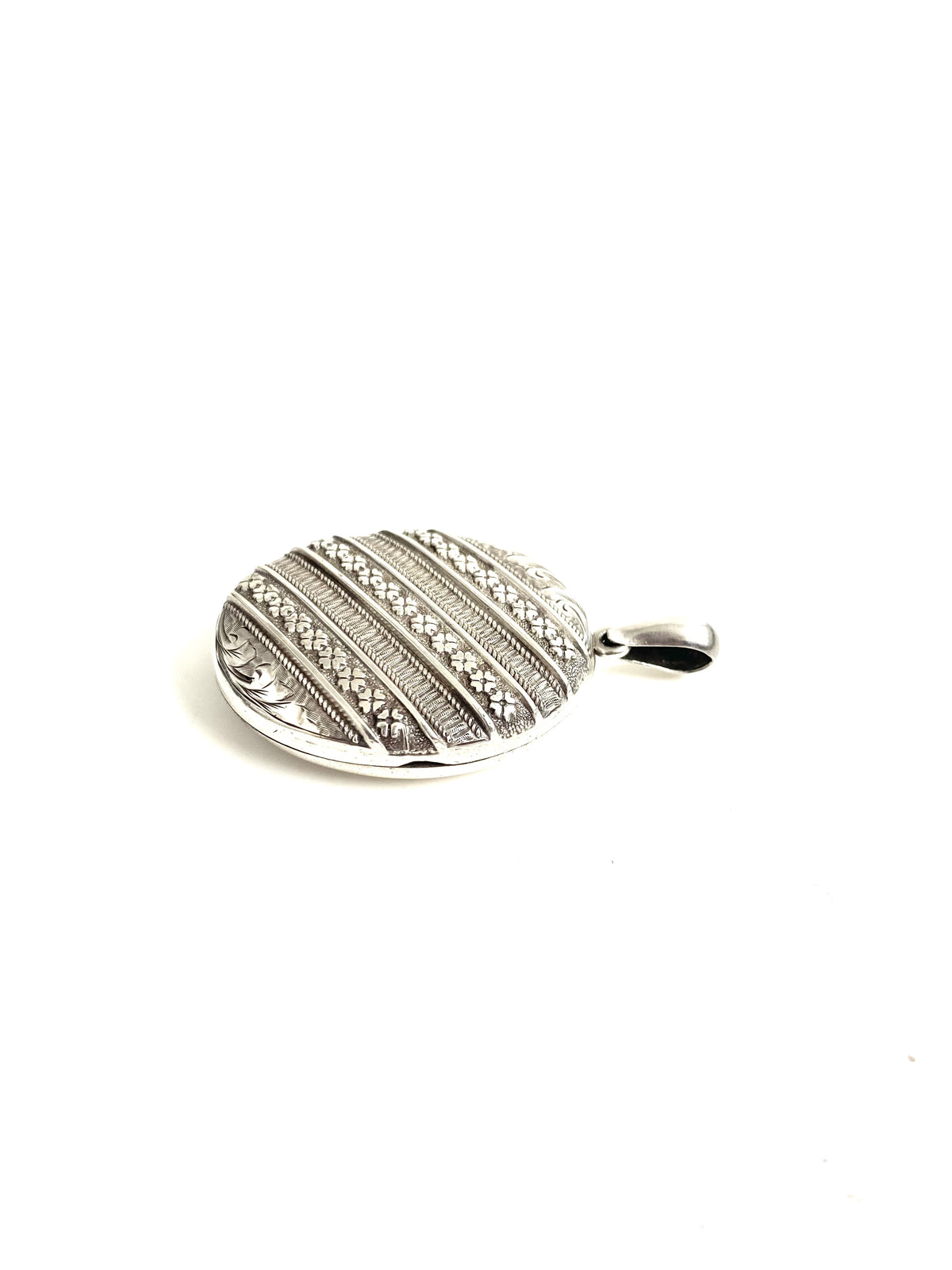Antique Sterling Silver Floral Engraved Locket
