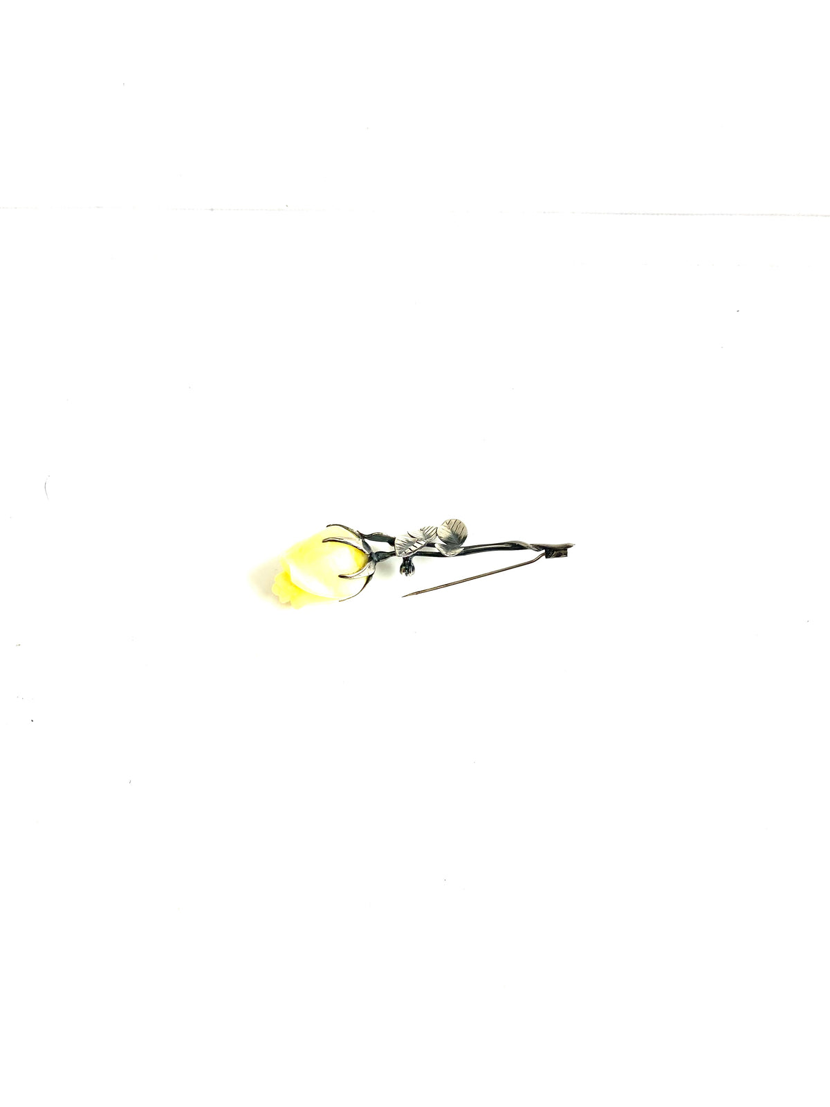 Sterling Silver White Amber Brooch