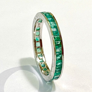 9ct White Gold Emerald Eternity Band
