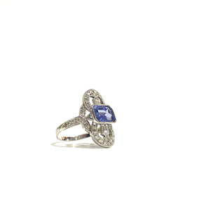9ct White Gold Diamond and Sapphire Ring