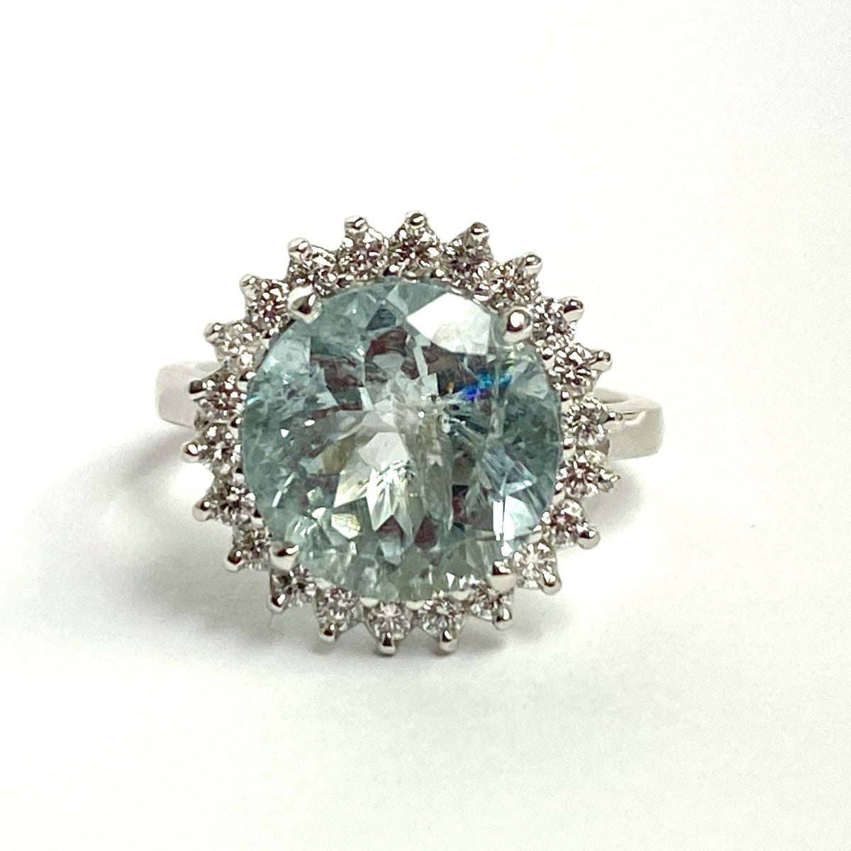 9ct White Gold 5ct Aquamarine and Diamond Ring