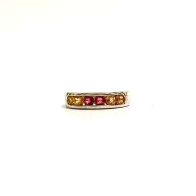 Sterling Silver Red and Yellow Sapphire Band