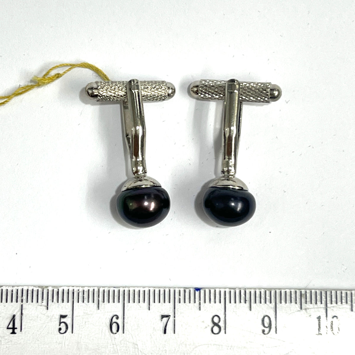 Sterling Silver Black Tahitian Pearl Cufflinks