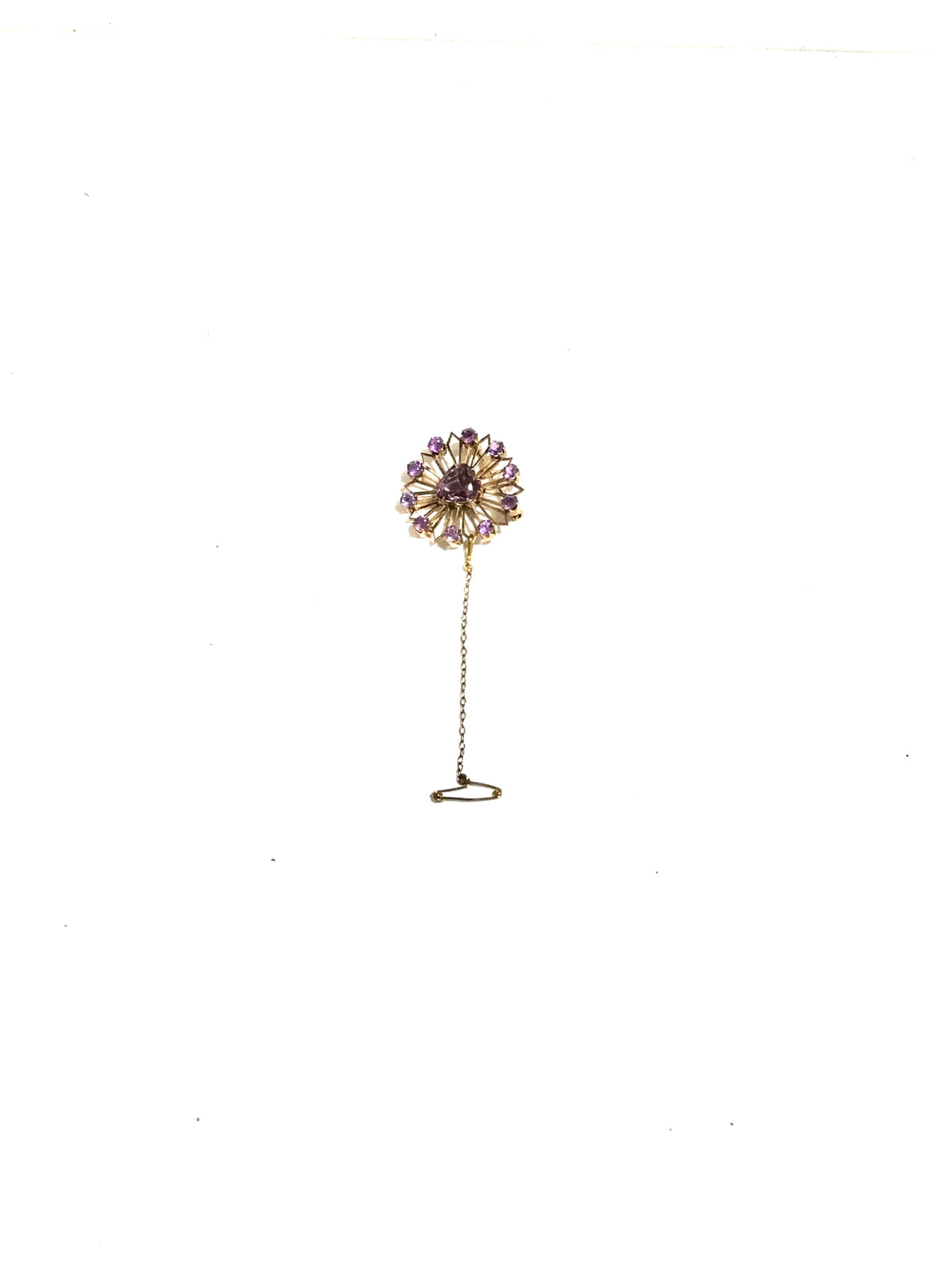 9ct Gold Amethyst Floral Inspired Brooch