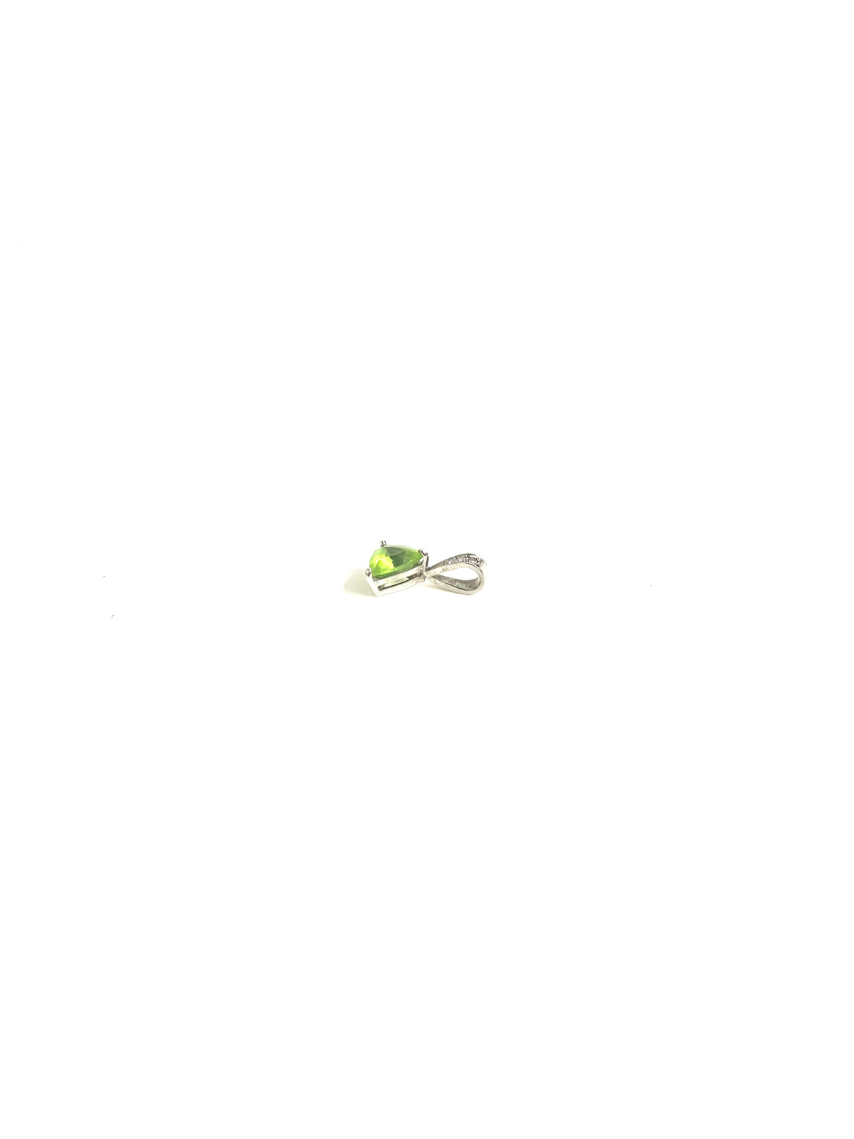 Triangular 9ct White Gold Peridot and Diamond Pendant