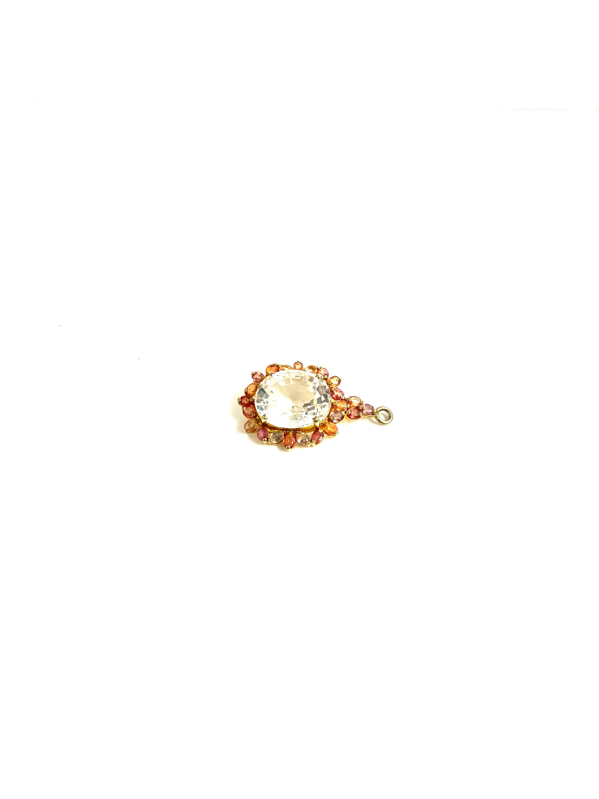 Sterling Silver Gold Plate Rock Crystal and Sapphire Pendant