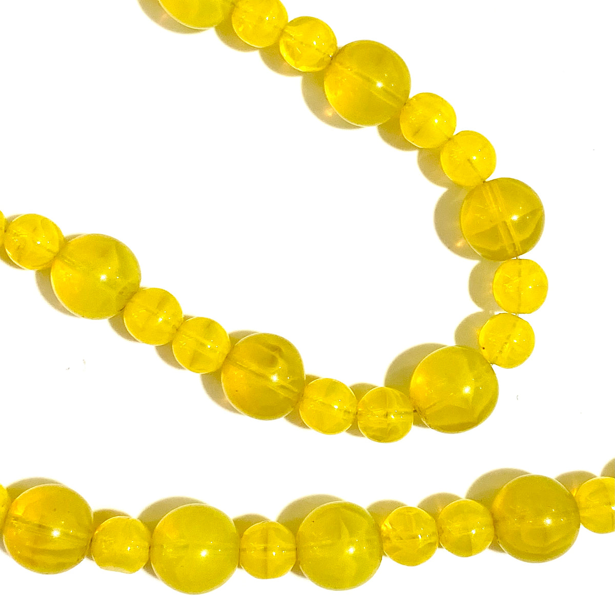 Vintage Yellow Uranium Glass Beaded Necklace