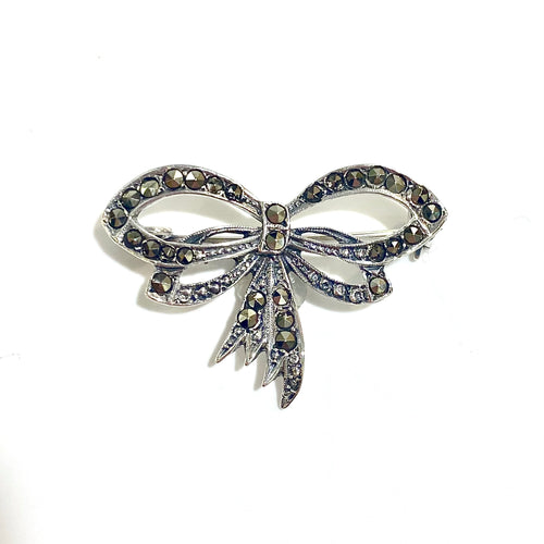 Sterling Silver Marcasite Bow Brooch