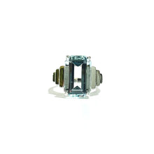 9ct White Gold Rectangular Cut Aquamarine Ring