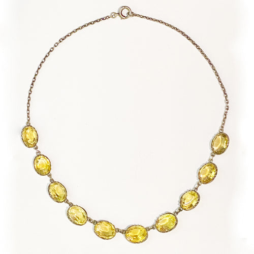 Antique Sterling Silver Yellow Citrine Necklace