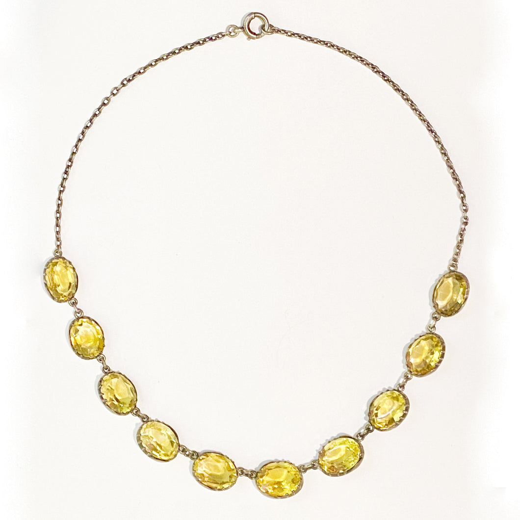Antique Sterling Silver Yellow Citrine Necklace