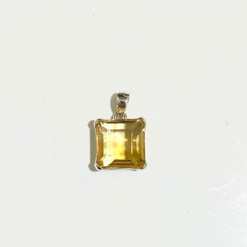 Sterling Silver Square Cut Citrine Pendant