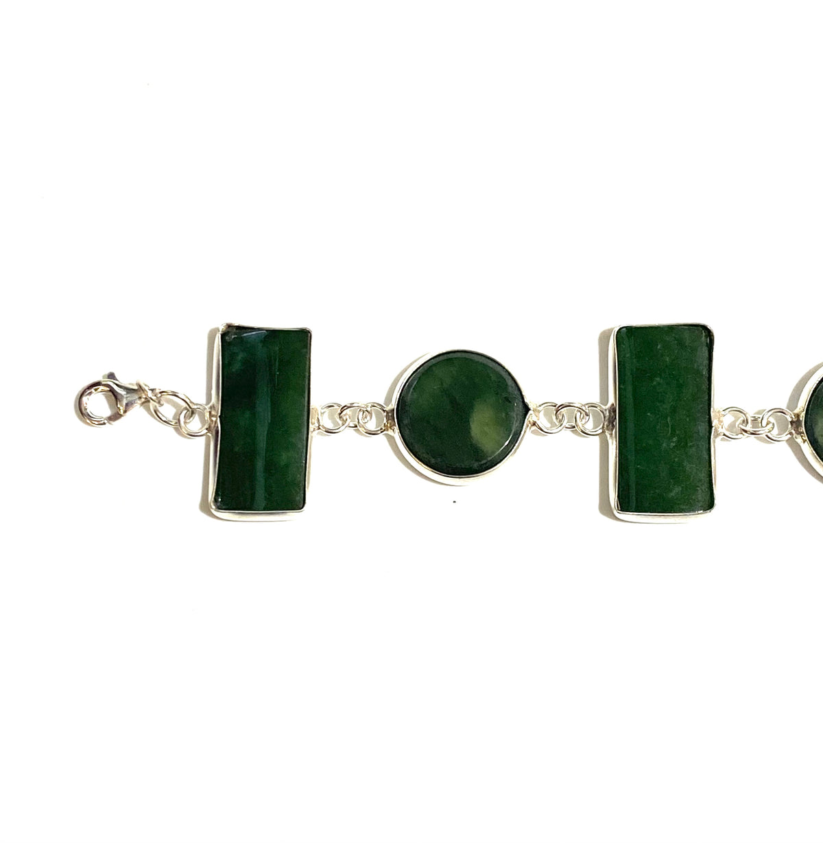 Rectangle and Round Nephrite Jade Bracelet