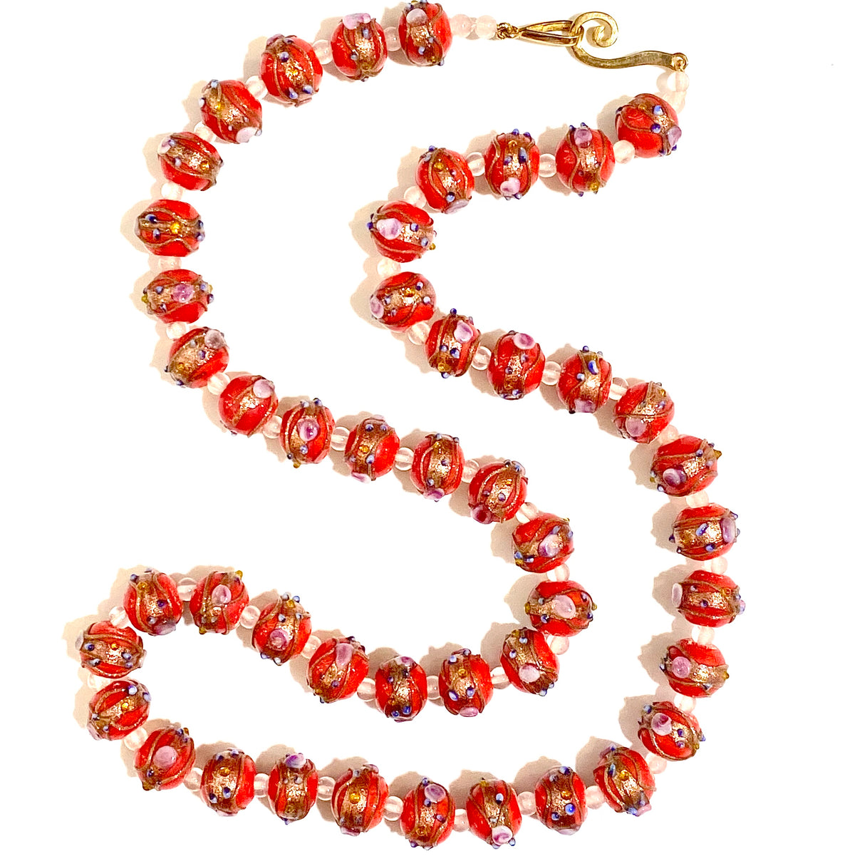 Red and Pink Italian Wedding Cake Beaded Necklace