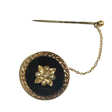 Georgian 18ct Gold Black Onyx and Seed Pearl Brooch