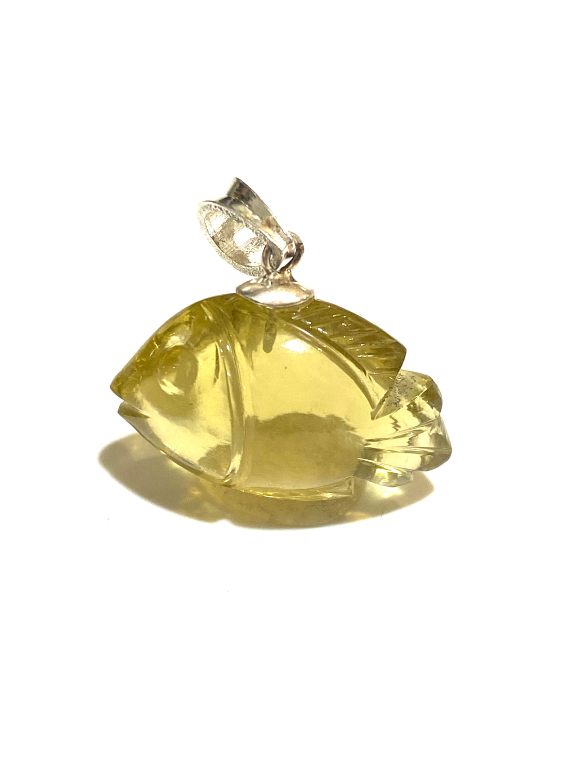 Hand-carved Citrine Fish Pendant