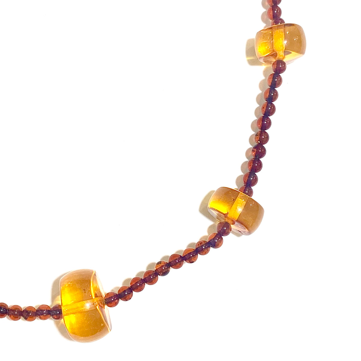 Amber Beaded Necklace with Sterling Silver Clasp