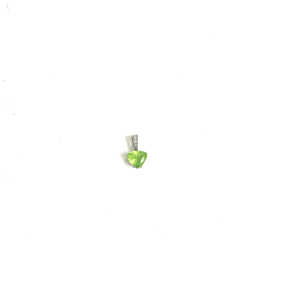 9ct White Gold Peridot and Diamond Pendant