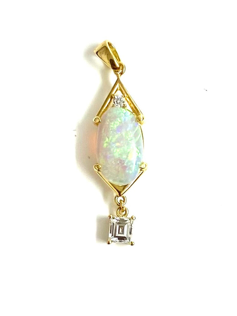 Opal and Diamond 18ct Gold Pendant