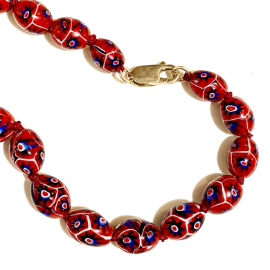 Red Millefiori Beaded Necklace