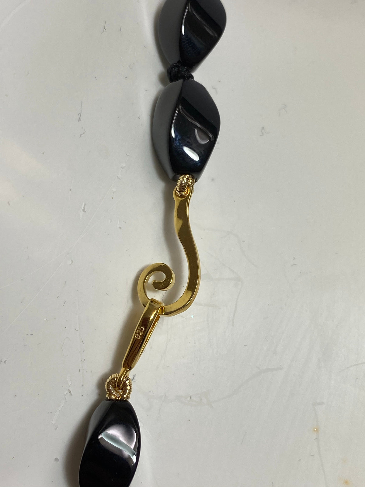 Black Onyx Twisted Cut Beaded Necklace