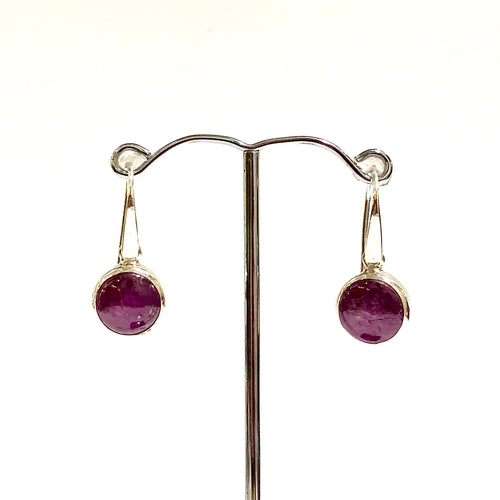 Sterling Silver Star Ruby Drop Earrings