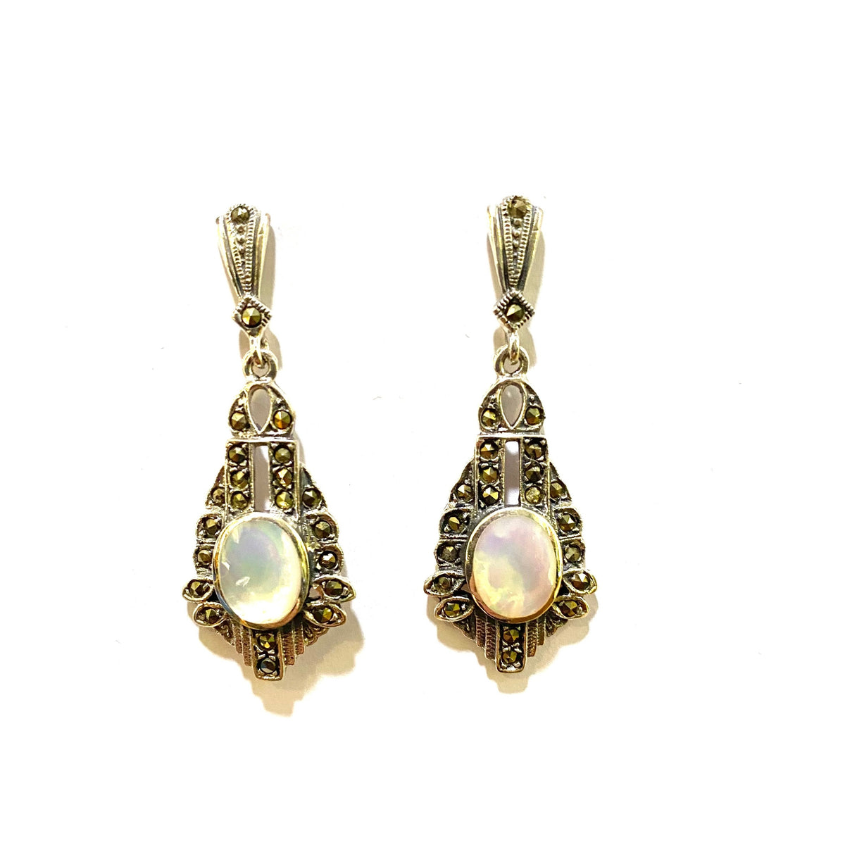 Mother of Pearl Marcasite Earrings