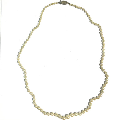 Vintage Sterling Silver Cultured Akoya Pearl Necklace