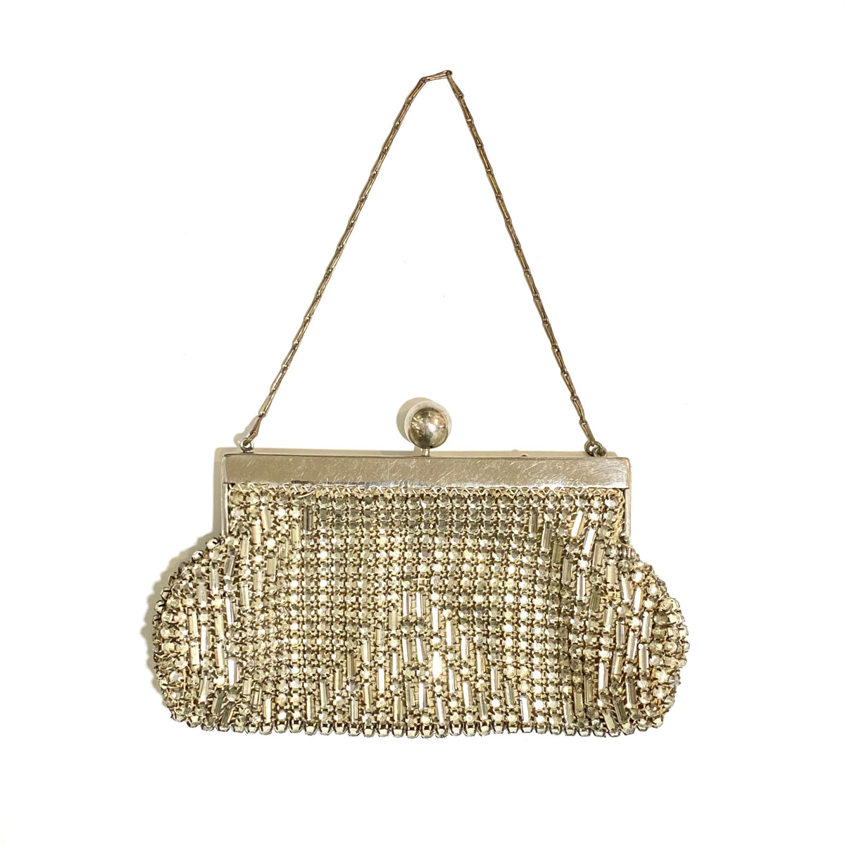 Vintage Sterling Silver Crystal Encrusted Clutch Purse