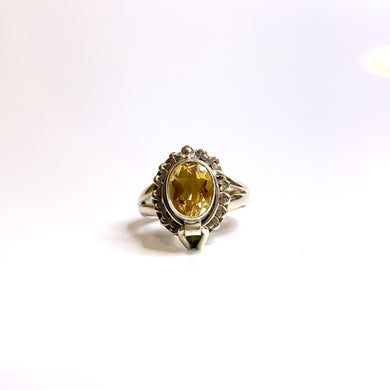 Sterling Silver Oval Cut Citrine Poison Ring