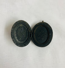 Victorian Vulcanite Locket Pendant with floral carvings