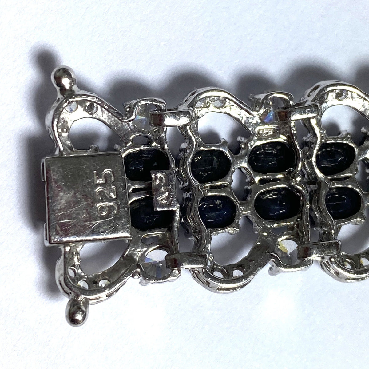 Sterling Silver Sapphire and Cubic Zirconia Bracelet