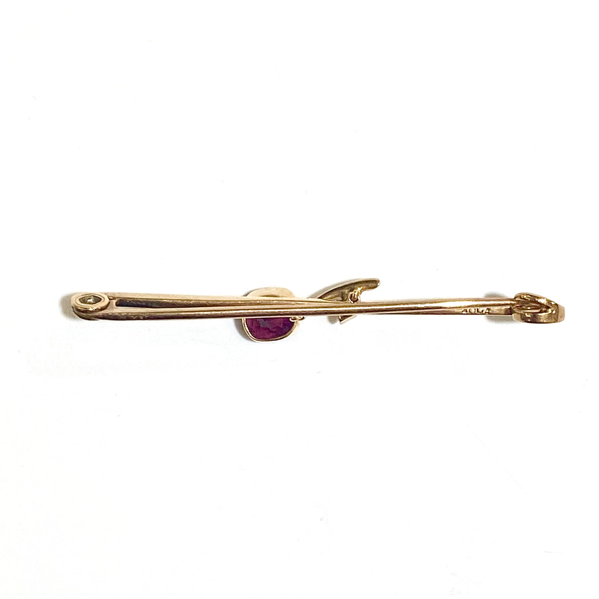 9ct Yellow Gold Tourmaline and Diamond Bar Brooch