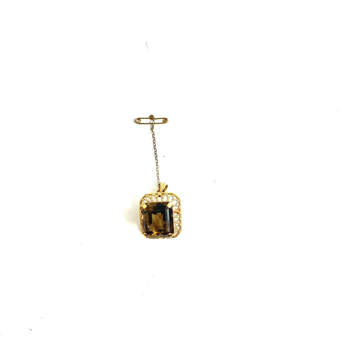 18ct Yellow Gold Smokey Quartz Brooch