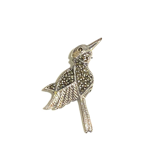 Sterling Silver Marcasite Hummingbird Brooch