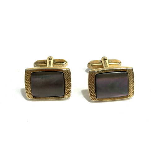 Vintage Gold Plate Black Shell Cufflinks