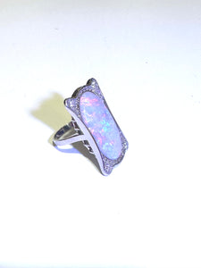 Large Cooper Pedy Semi Black Cabochon Opal Ring