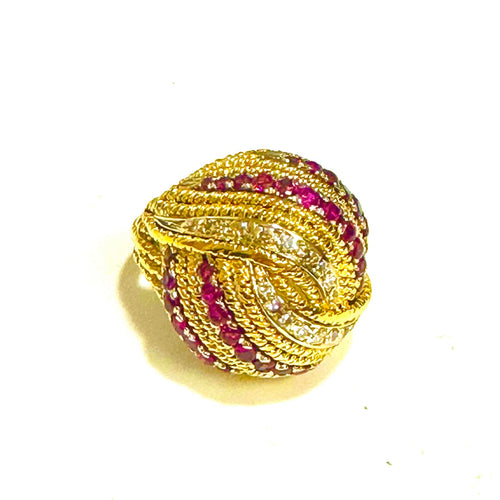 Vintage Gioielleria Romania Rome Ruby and Diamond Ring