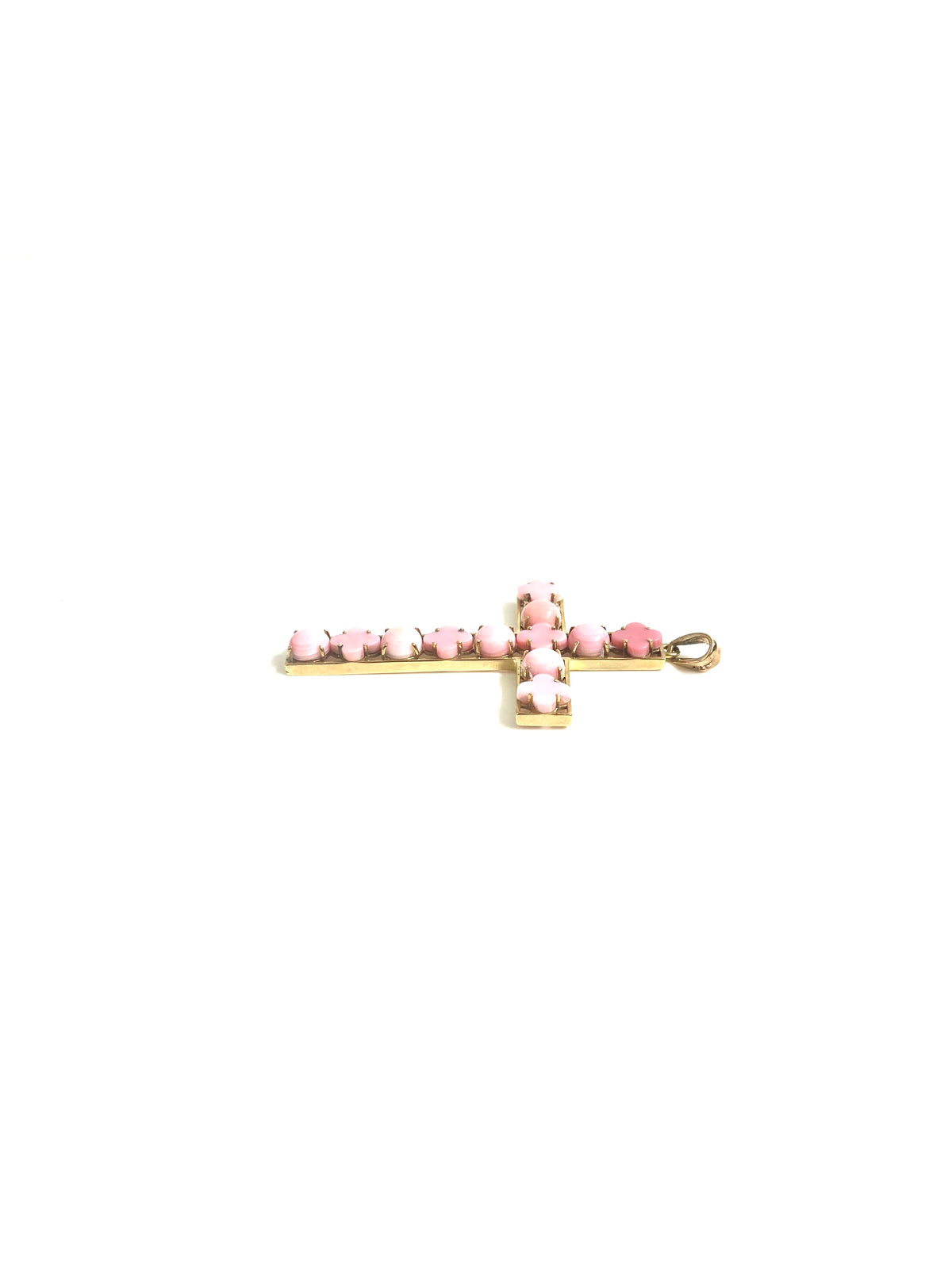 9ct Gold Angel Skin Coral Cross Pendant