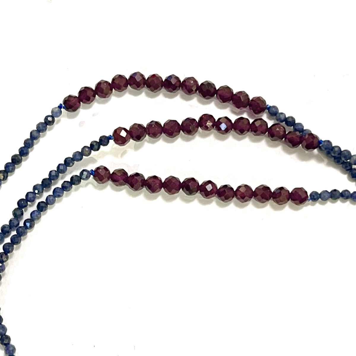 Sterling Silver Sapphire and Garnet Multi-Strand Graduated Necklace