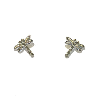 Sterling Silver Marcasite Dragonfly Stud Earrings