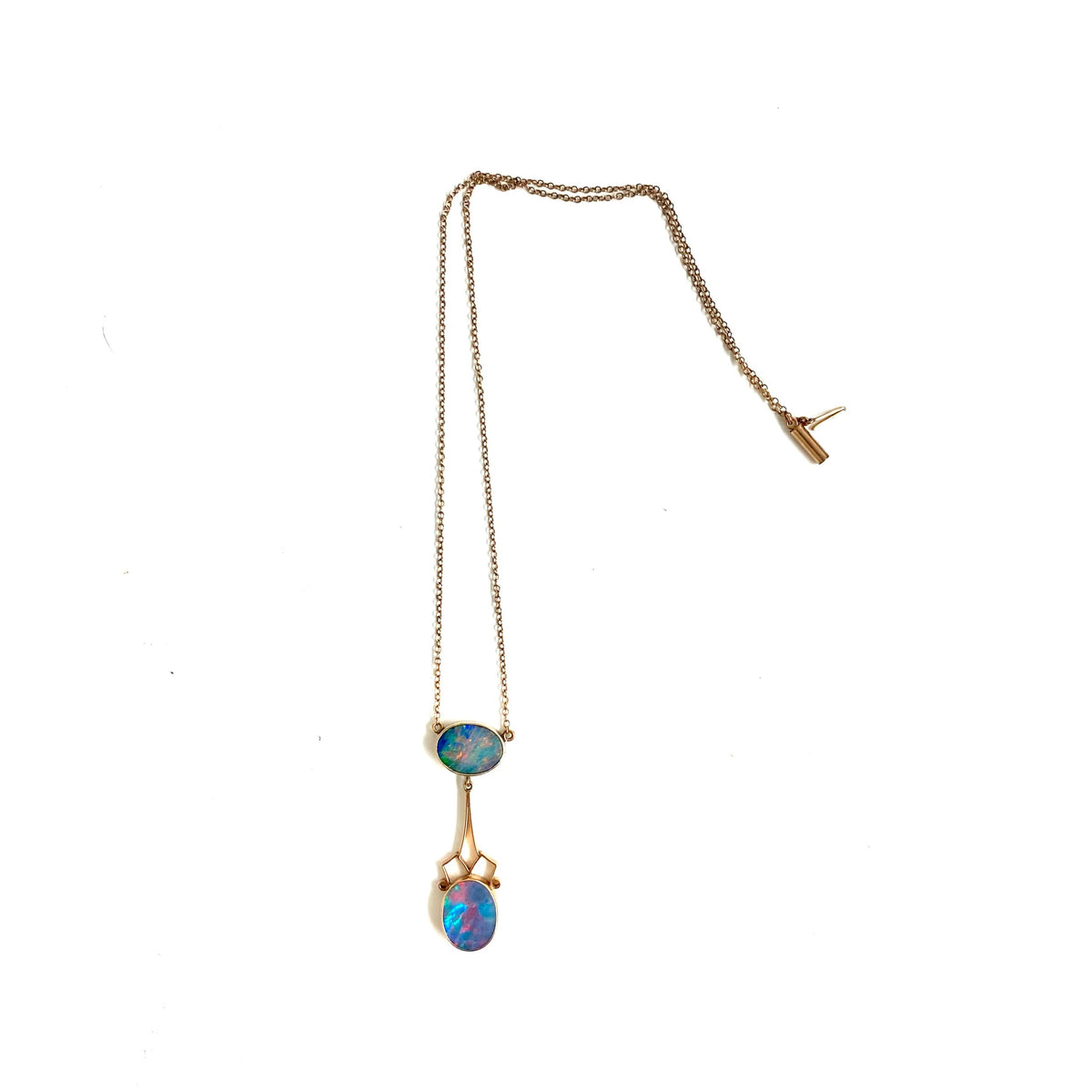 Solid Black Opal 9ct Gold Necklace