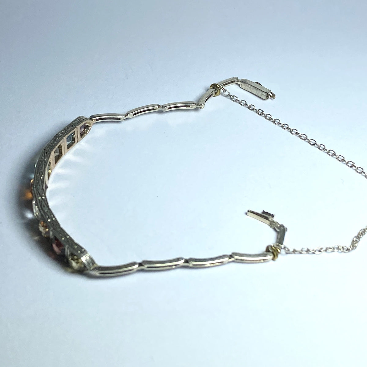 Antique Sterling Silver Assorted Zircon Bracelet