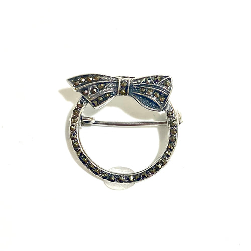 Sterling Silver Marcasite Bow Brooch