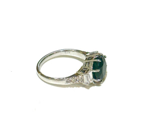 9ct White Gold Chrome Green Tourmaline Ring with Diamonds