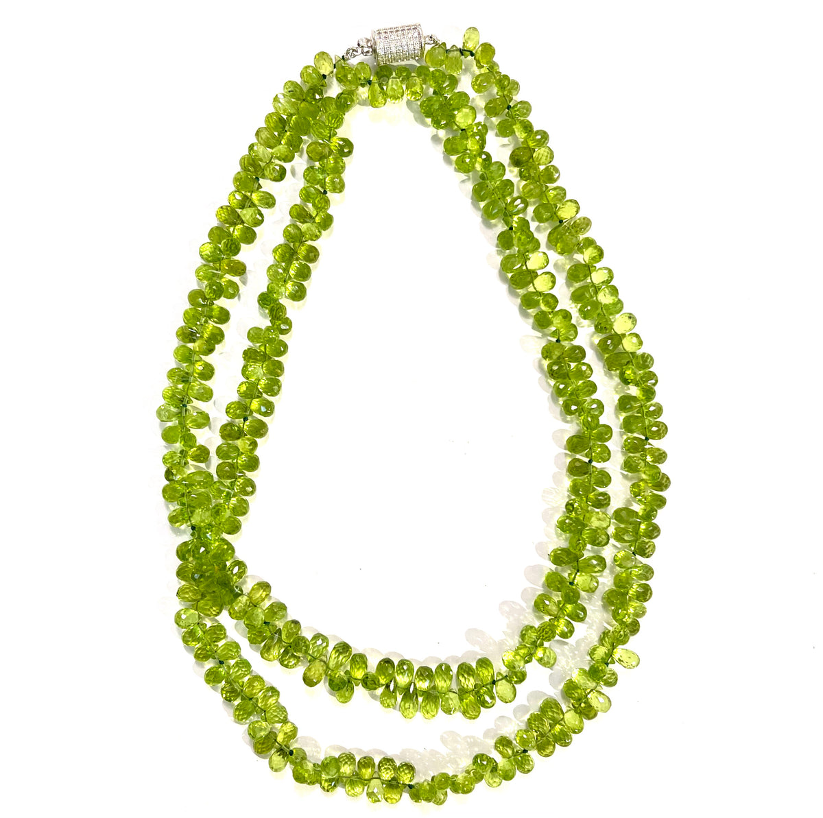 Pear Cut Peridot Necklace with CZ Clasp