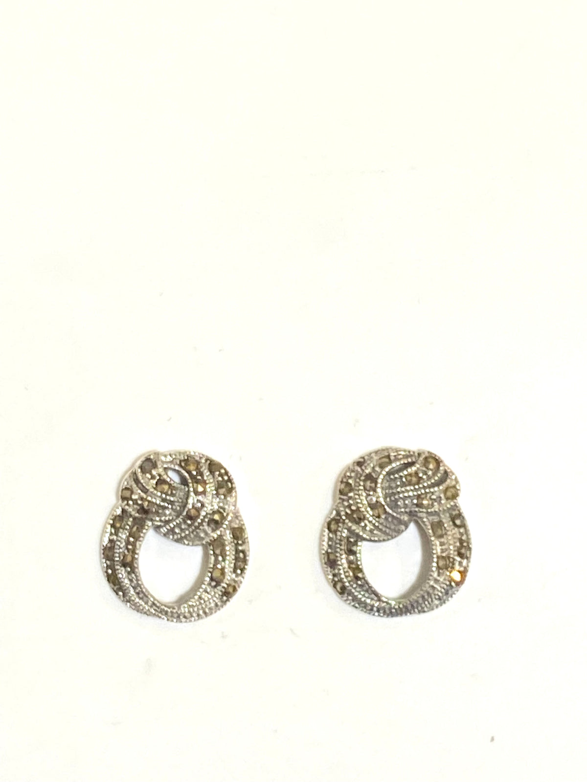 Sterling Silver Marcasite Stud Earrings "Love Knot"
